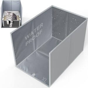 28"L × 20"W × 17"H Foldable Cat Litter Box Enclosure, All-in-One Litter Box Splash Guard for Large Litter Pan, High Sided Litter Box Shield with Removable Mat, Easy to Clean, No Mess, Odorless